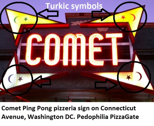 The sign of Comet Ping Pong pizzeria is seen on Connecticut Avenue