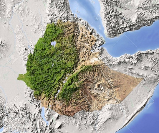 Ethiopia shaded relief map