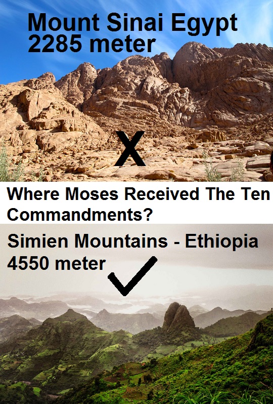 Moses Mountain is in Semien of Gondar Ethiopia not Sinai Egypt